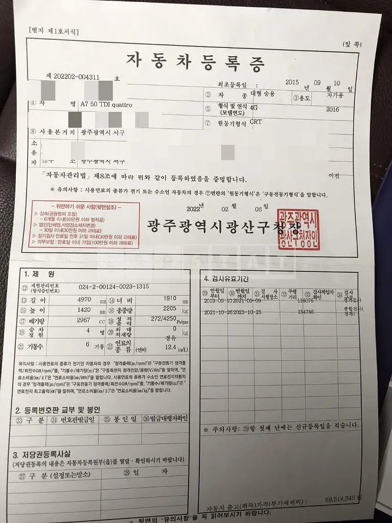 Photo 2 of 24: 2015 Audi A7 50 TDI quattro, VIN WAUZZZ4G0GN043627 — Korean insurance auction