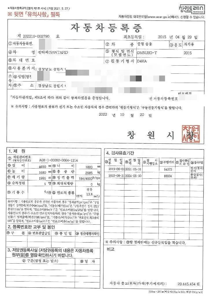 Photo 2 of 32: 2015 Hyundai Santafe (Santafe) — Korean insurance auction