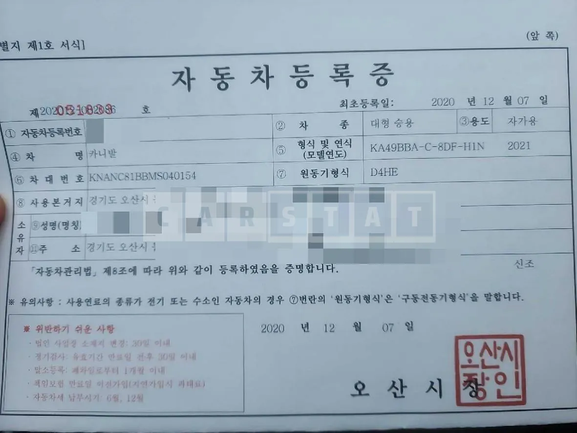 Photo 2 of 3: 2020 Kia Carnivals — Korean insurance auction