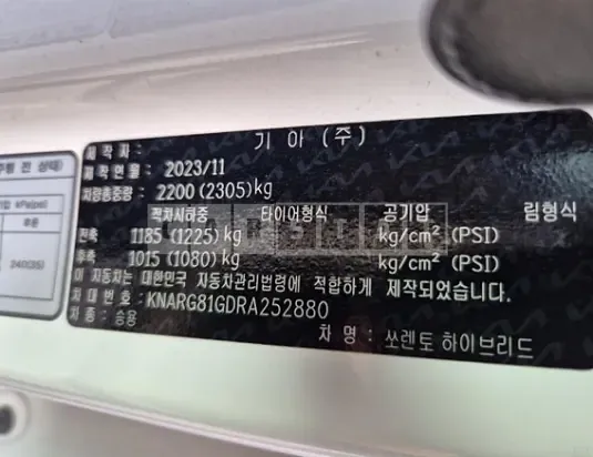 Photo 2 of 25: 2024 Kia Sorento, VIN KNARG81GDRA252880 — Korean insurance auction