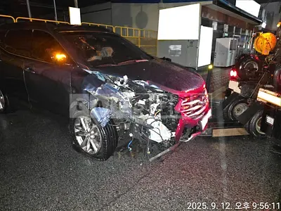 Photo 1 of 11: 2017 Hyundai Santa Fe, VIN KMHSW81UBJU829371 — Korean insurance auction