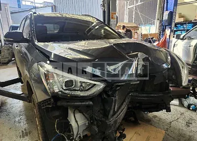 Photo 1 of 36: 2015 Hyundai Santa Fe, VIN KMHSW81UDFU486283 — Korean insurance auction