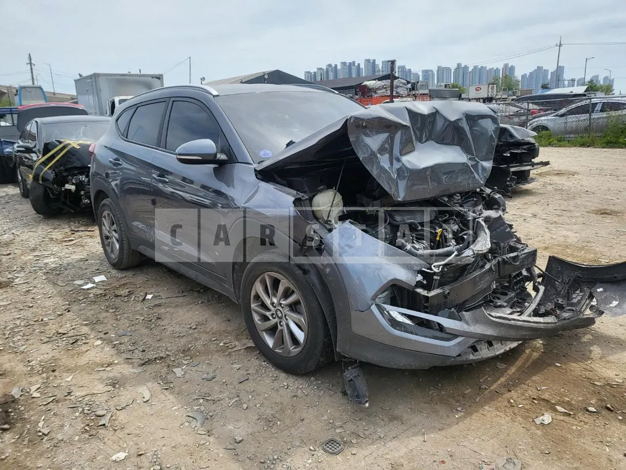 Photo 2 of 7: 2018 Hyundai Tucson, VIN KMHJ3812GJU753939 — Korean insurance auction