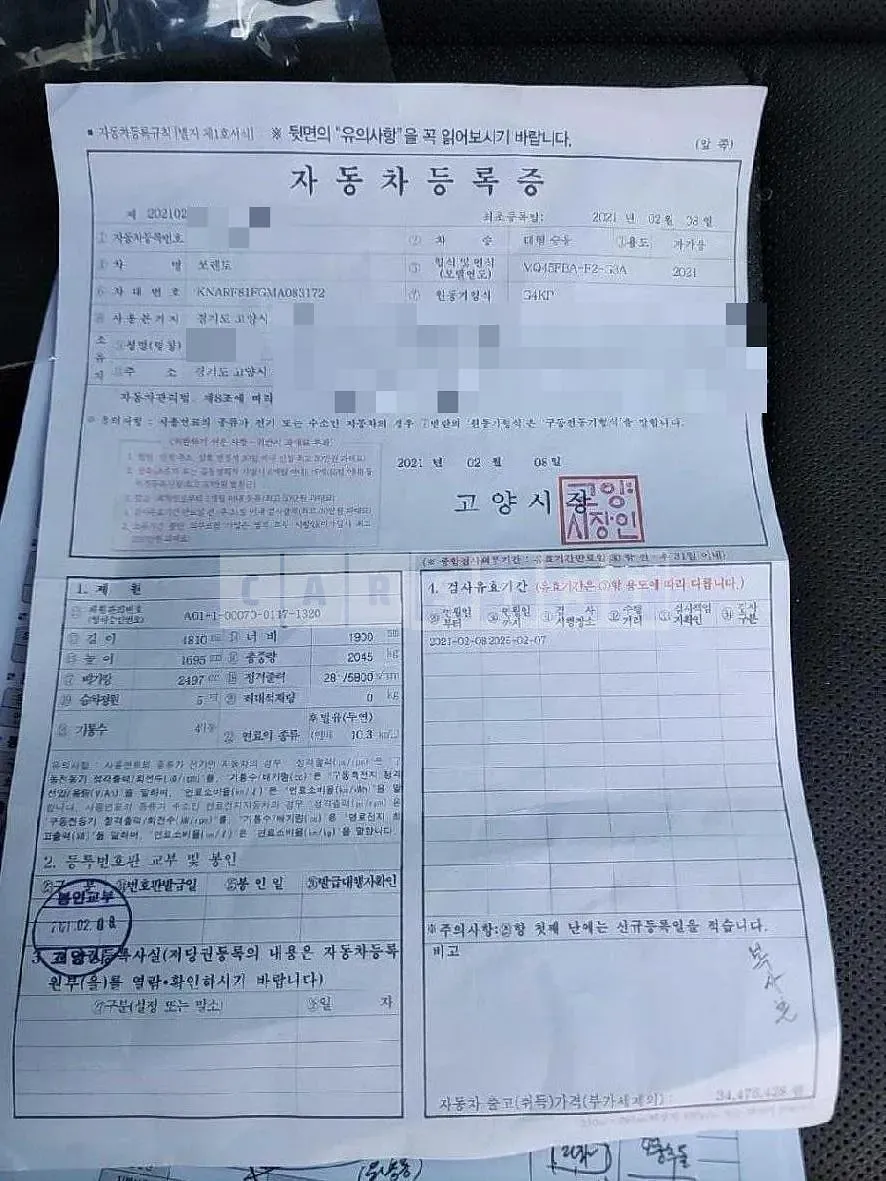 Photo 2 of 9: 2021 Kia Sorento 2.5T Gasoline — Korean insurance auction