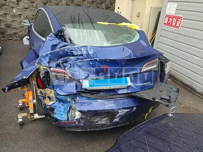 Photo 1 of 8: 2020 Tesla Model 3 Long Range, VIN 5YJ3E1EB9LF649347 — Korean insurance auction