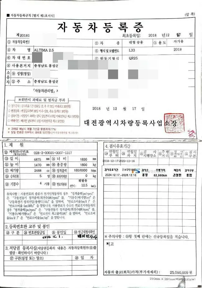 Photo 2 of 10: 2018 Nissan Altima 2.5 — Korean insurance auction