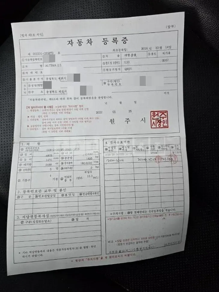 Photo 2 of 20: 2016 Nissan Altima 2.5 — Korean insurance auction