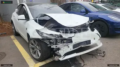 Photo 1 of 19: 2022 Tesla Model Y Long Range, VIN 7SAYGDEE5NF568217 — Korean insurance auction