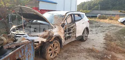 Photo 1 of 8: 2015 Hyundai Santa Fe, VIN KMHSW81UBFU355698 — Korean insurance auction