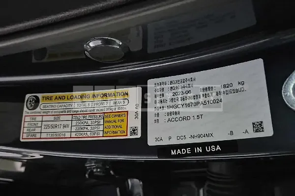Photo 2 of 23: 2023 Honda Accord 1.5T, VIN 1HGCY1670PA510024 — Korean insurance auction