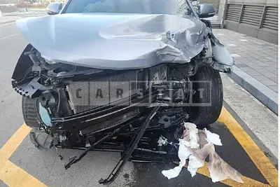Photo 1 of 24: 2015 Hyundai Santa Fe, VIN KMHSW81UDFU480675 — Korean insurance auction