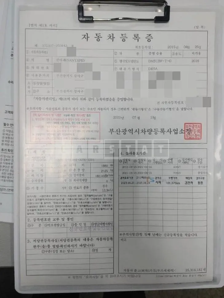 Photo 2 of 14: 2015 Hyundai Santa Fe DM 2.0 — Korean insurance auction