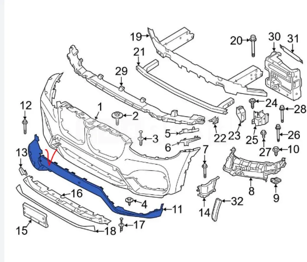 Photo 2 of 2: 2021 BMW (parts) X3 xDrive20i Front Bumper — Korean insurance auction