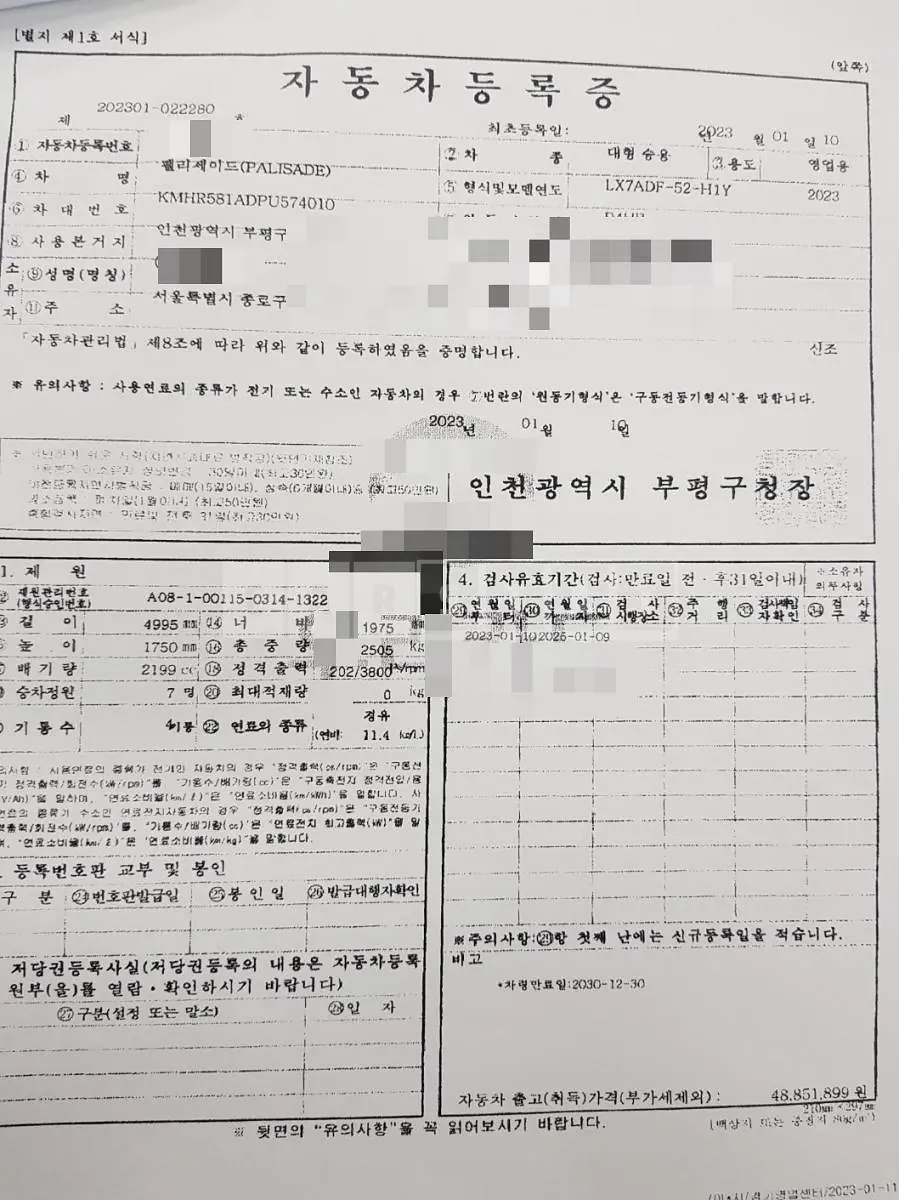 Photo 2 of 19: 2023 Hyundai Palisade 2.2 (4WD), VIN KMHR581ADPU574010 — Korean insurance auction