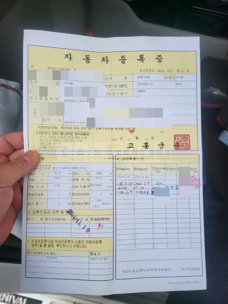 Photo 2 of 18: 2014 Kia Carnival, VIN KNAMC81ABFS039491 — Korean insurance auction