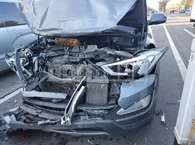 Photo 1 of 3: 2015 Hyundai Santa Fe, VIN KMHSW81UBFU497884 — Korean insurance auction