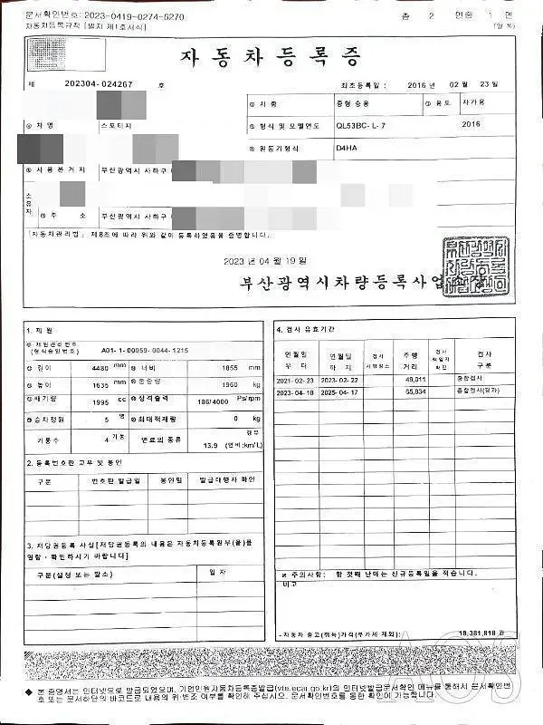 Photo 2 of 21: 2016 Kia Sportage 2.0, VIN KNAPL813BGK060350 — Korean insurance auction