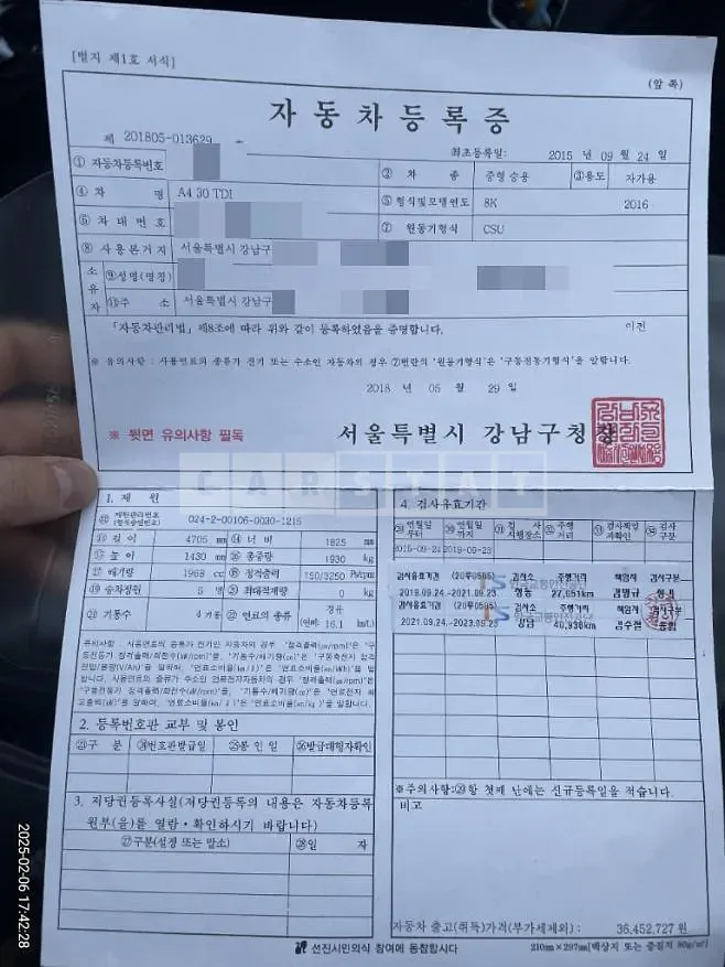 Photo 2 of 6: 2015 Audi A4 30 TDI — Korean insurance auction