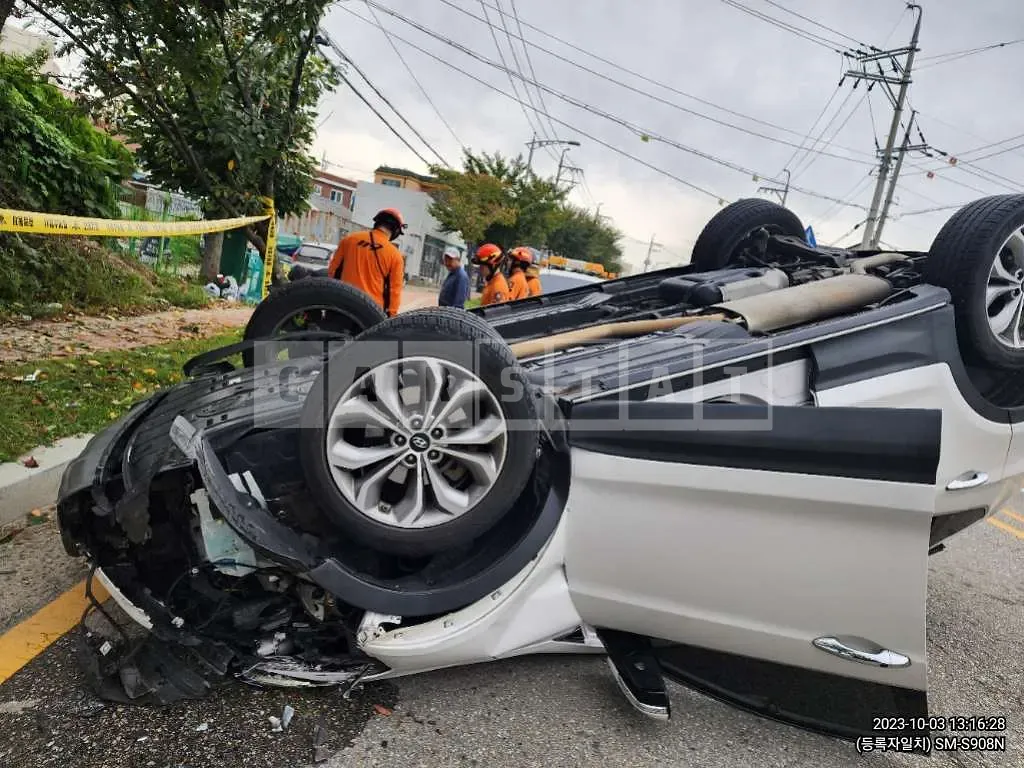 Photo 2 of 45: 2015 Hyundai Santa Fe, VIN KMHSW81XDFU457750 — Korean insurance auction