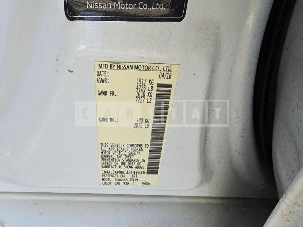 Photo 2 of 13: 2016 Nissan Altima 2.5, VIN 1N4AL3AP9HC104608 — Korean insurance auction