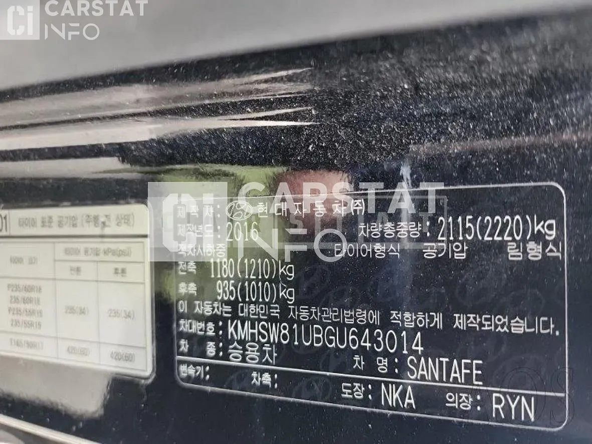 Photo 2 of 24: 2016 Hyundai Santa Fe, VIN KMHSW81UBGU643014 — Korean insurance auction