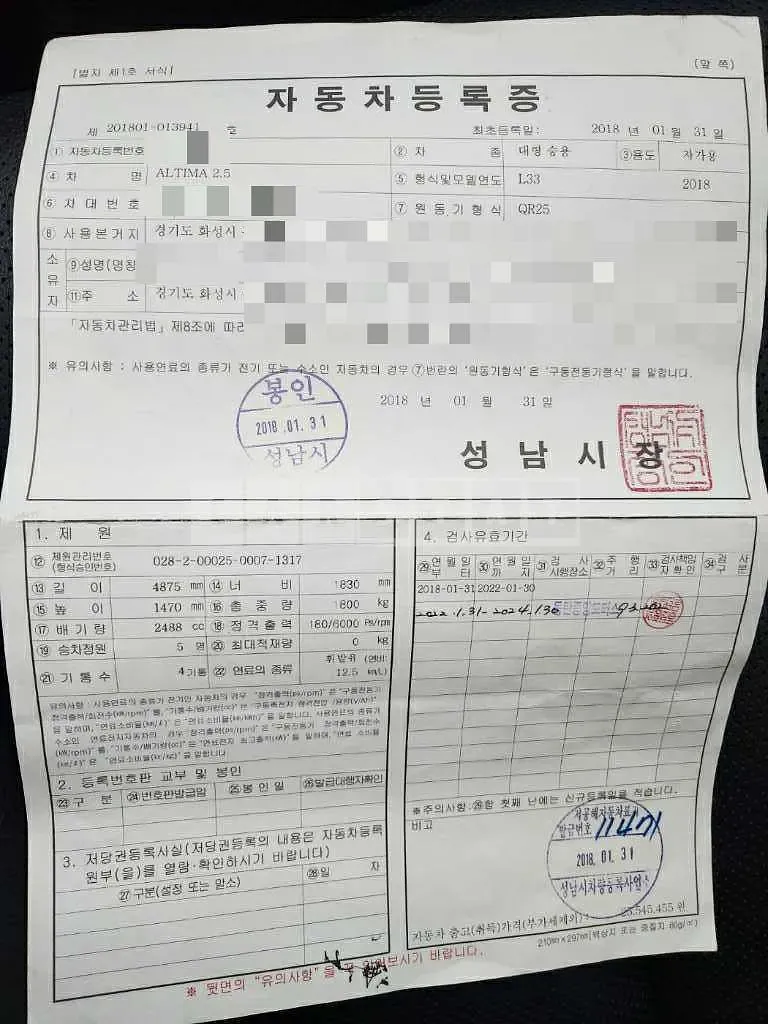 Photo 2 of 11: 2018 Nissan Altima 2.5 — Korean insurance auction