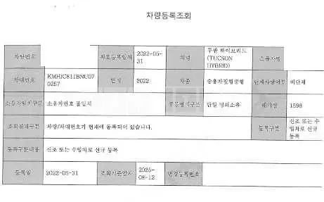 Photo 3 of 3: 2022 Hyundai Tucson NX4 Hybrid — Korean insurance auction
