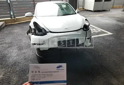 Photo 1 of 8: 2022 Tesla Model 3 Long Range, VIN 5YJ3E1EB6NF312881 — Korean insurance auction