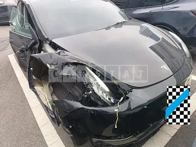 Photo 1 of 10: 2022 Tesla Model Y Long Range, VIN 7SAYGDEE1NF566111 — Korean insurance auction