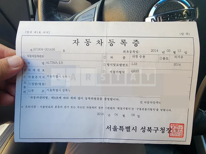 Photo 2 of 17: 2014 Nissan Altima 2.5 — Korean insurance auction