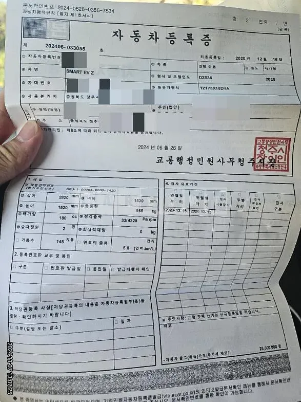 Photo 2 of 24: 2020 Mercedes-Benz Smart Electric Car — Korean insurance auction