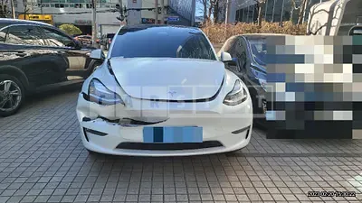 Photo 1 of 9: 2021 Tesla Model Y Standard Range, VIN 5YJYGDED6MF236256 — Korean insurance auction