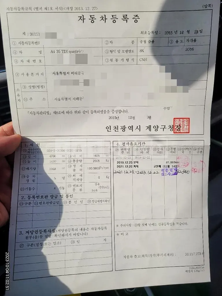Photo 2 of 12: 2015 Audi A4 35 TDI quattro — Korean insurance auction